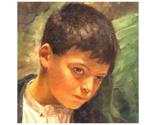 Meyer-Waldeck Kunz, Study head of nostalgia portrait of a boy with melancholy eyes
