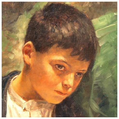 Meyer-Waldeck Kunz, Study head of nostalgia portrait of a boy with melancholy eyes