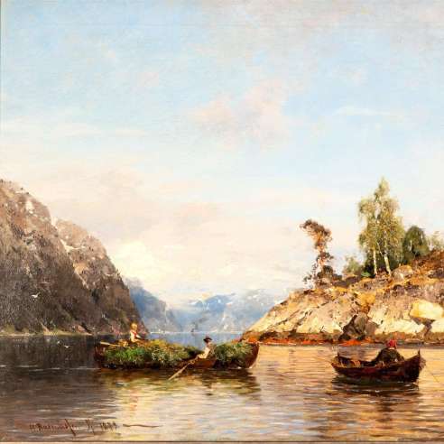 Georg Anton Rasmussen, Huile sur toile+Eté dans les fjords