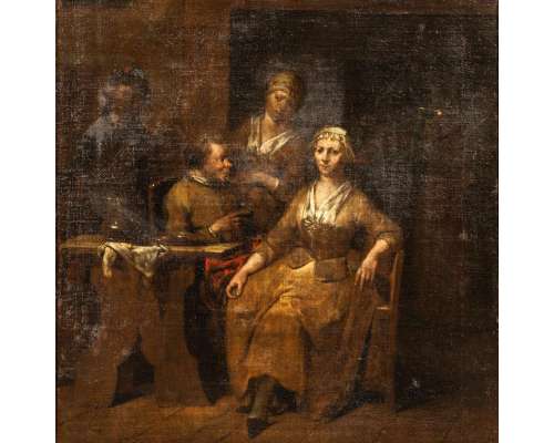 Jan Baptist Lambrechts De Koppelaarster olieverf op doek