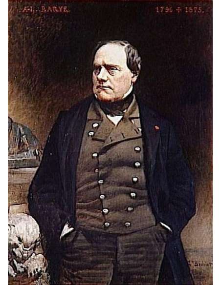 Bronze Antoine - Louis Barye - Tigre surprenant une antilope - Patine Verte