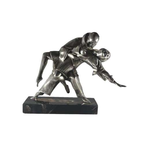 Thomas Cartier (1879-1943)+Bronze with silver patina « Tango Erotica »