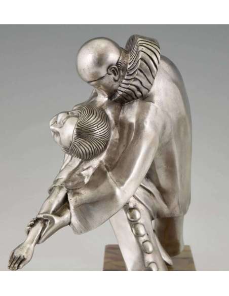 Thomas Cartier (1879-1943)+Brons met zilver patina “ Tango Erotica ”.