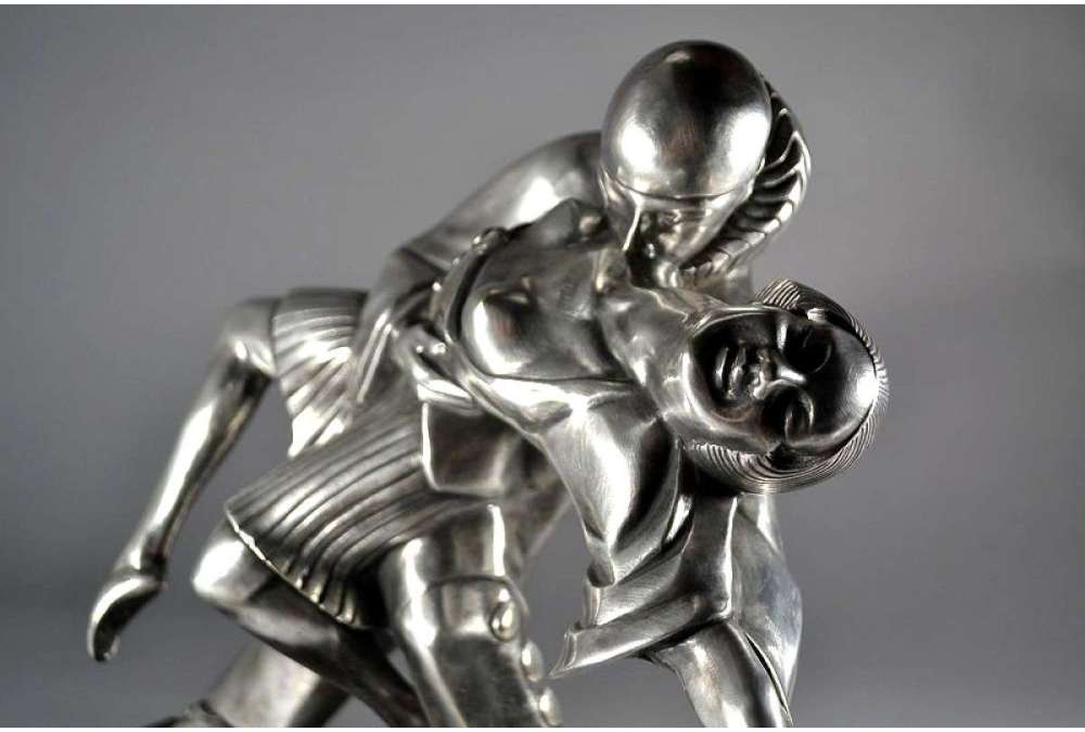 Thomas Cartier (1879-1943)+Brons met zilver patina “ Tango Erotica ”.