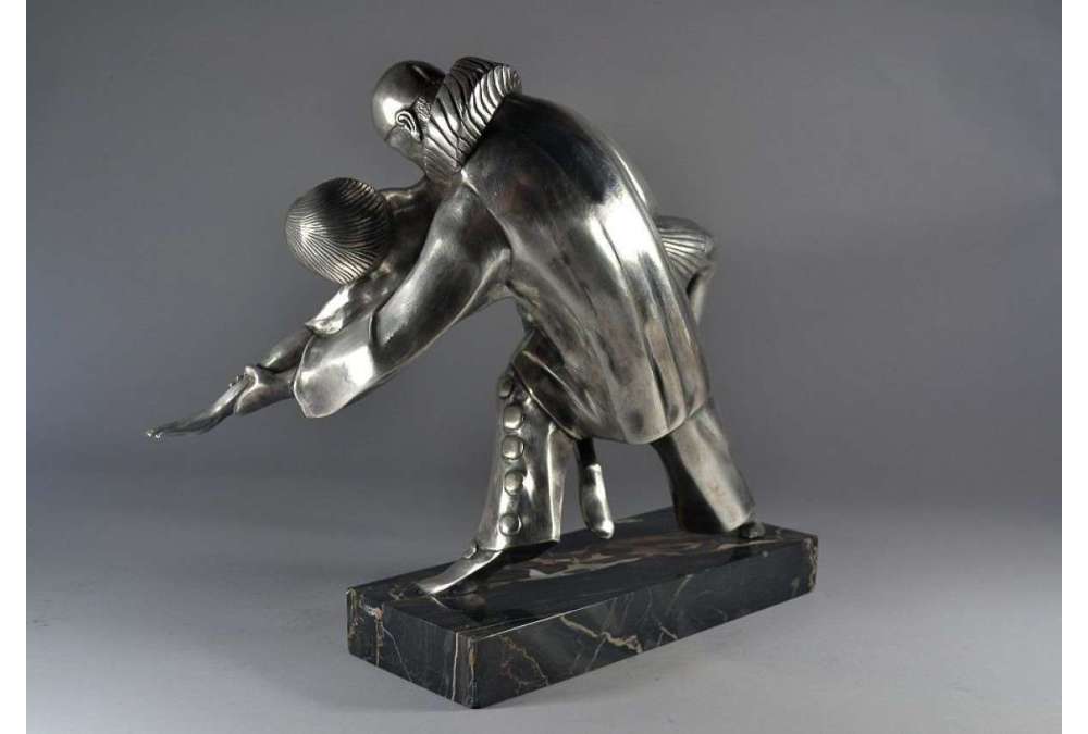 Thomas Cartier (1879-1943)+Brons met zilver patina “ Tango Erotica ”.