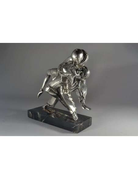Thomas Cartier (1879-1943)+Brons met zilver patina “ Tango Erotica ”.