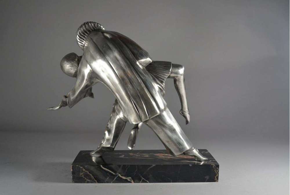 Thomas Cartier (1879-1943)+Brons met zilver patina “ Tango Erotica ”.