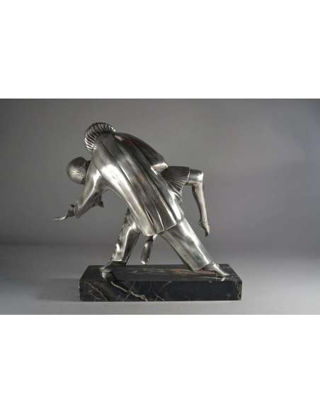 Thomas Cartier (1879-1943)+Brons met zilver patina “ Tango Erotica ”.