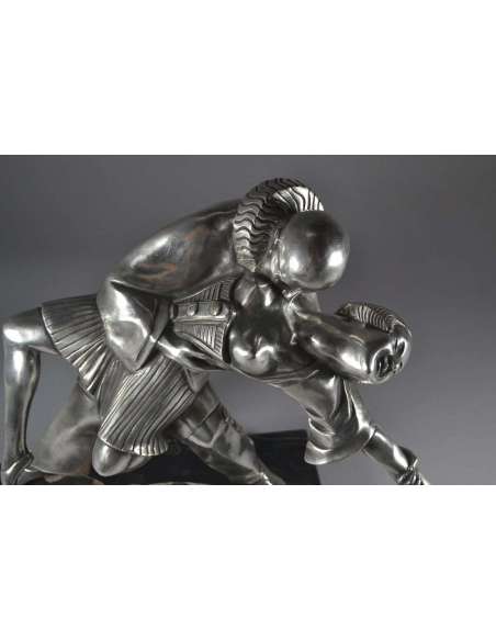 Thomas Cartier (1879-1943)+Brons met zilver patina “ Tango Erotica ”.