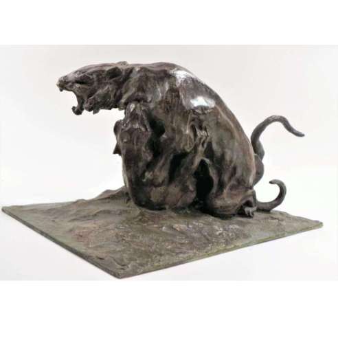 Guido Righetti - (1875-1958), Bronze+ Tigres combattants n°1