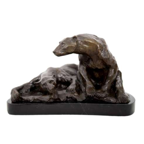 Polar Bears – Bronze by Marcel Debut (1865–1933), Art Deco Influence