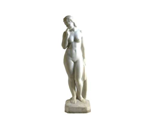 Een verfijnde Carrara-marmeren sculptuur van Cipriani Ugo di Meneville (1887-1960) 2