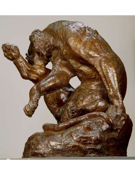 Giacomo Merculiano : Tigre du Bengale en Bronze XXe Siècle