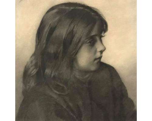 Houtskoolportret van een jong meisje - Heinrich Axenfeld