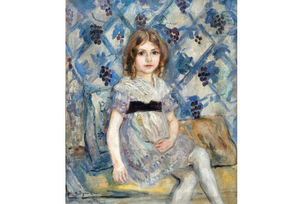 Jeune Fille Assise – Huile sur Toile par Tancrède Synave (1870–1936)