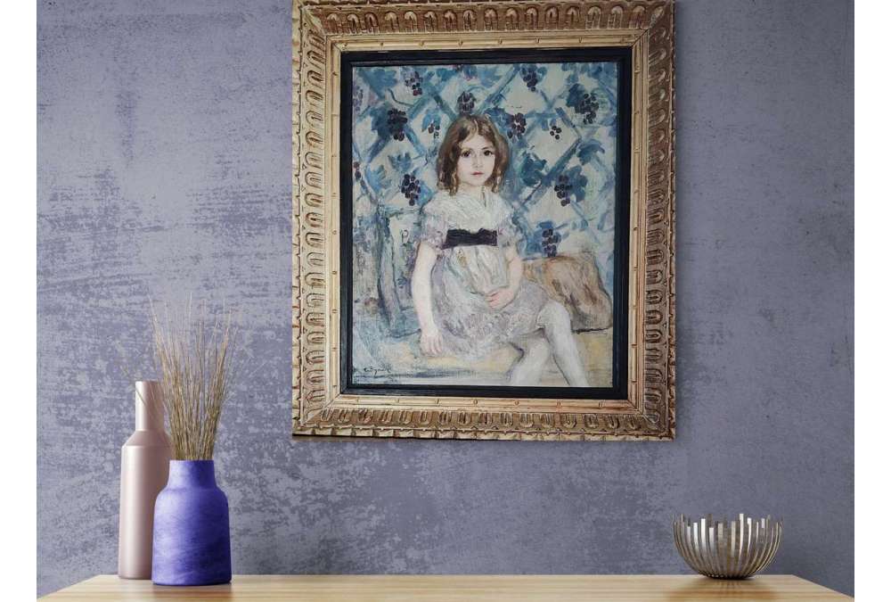 Jeune Fille Assise – Huile sur Toile par Tancrède Synave (1870–1936)