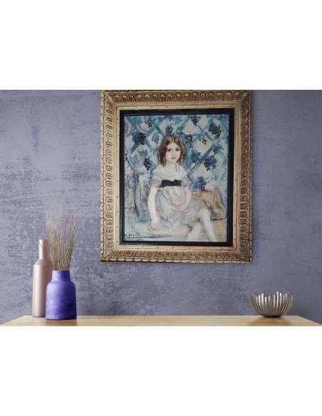 Jeune Fille Assise – Huile sur Toile par Tancrède Synave (1870–1936)