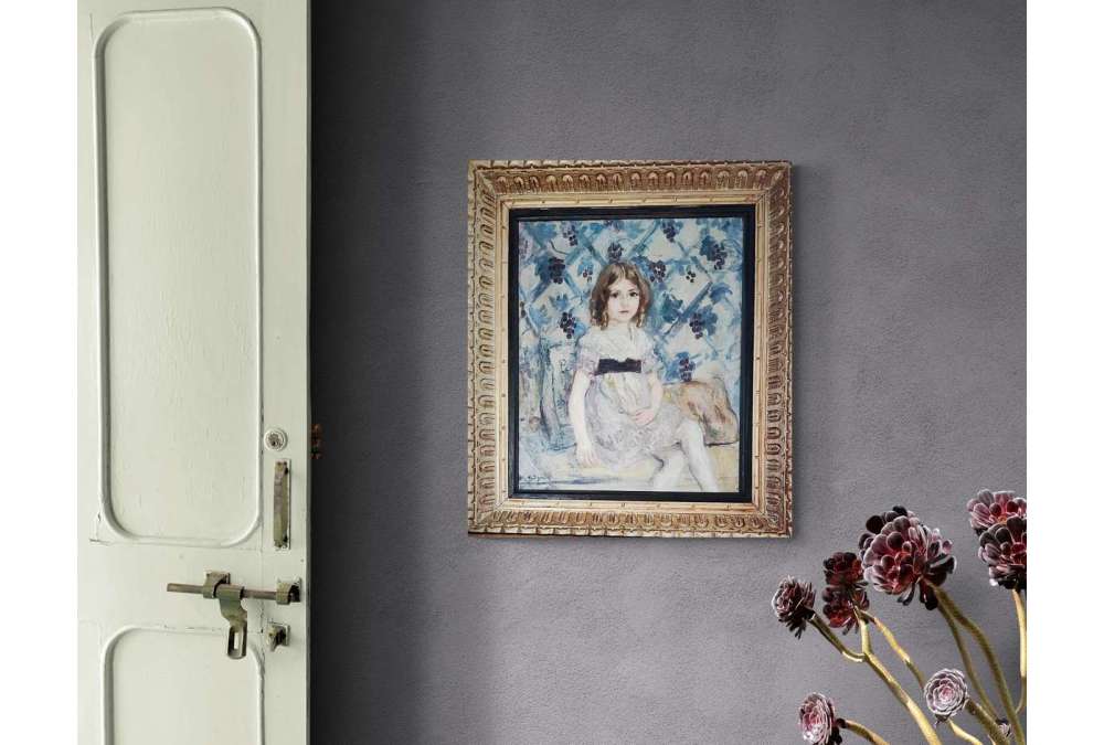 Jeune Fille Assise – Huile sur Toile par Tancrède Synave (1870–1936)