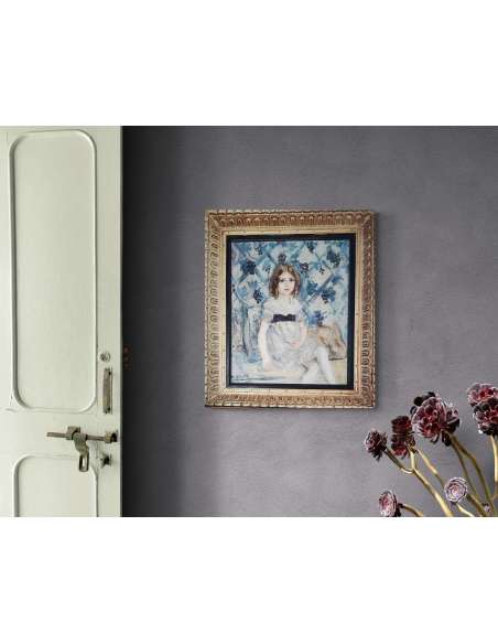 Jeune Fille Assise – Huile sur Toile par Tancrède Synave (1870–1936)