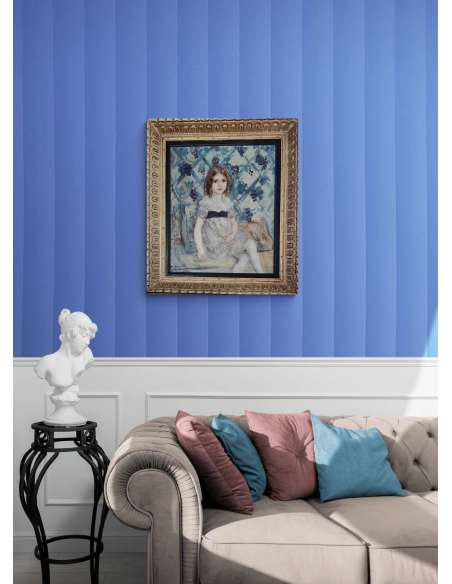 Jeune Fille Assise – Huile sur Toile par Tancrède Synave (1870–1936)