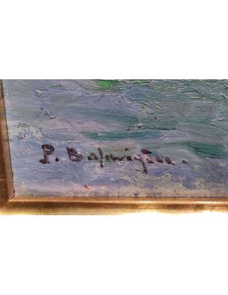 Formations rocheuses de la Calanche, Corse, Huile sur toile par Paul Justin Marcel Balmigère