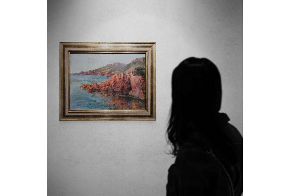 Formations rocheuses de la Calanche, Corse, Huile sur toile par Paul Justin Marcel Balmigère