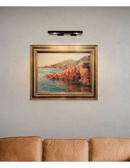 Formations rocheuses de la Calanche, Corse, Huile sur toile par Paul Justin Marcel Balmigère