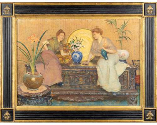 Whispers and Porcelain, Aquarelle par Hector Caffieri (1847–1932) 2