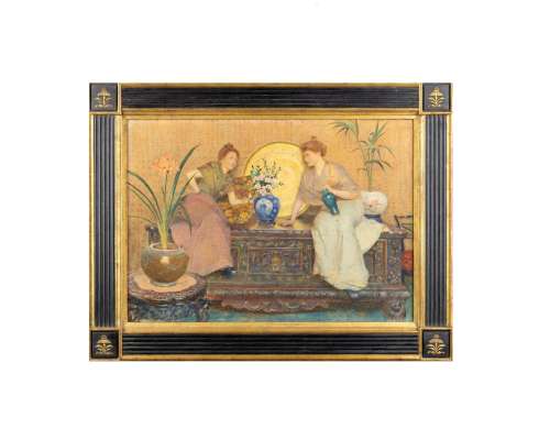 Whispers and Porcelain, Watercolour par Hector Caffieri (1847–1932)