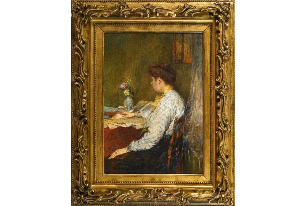 Woman reading, oil on canvas, circa 1896