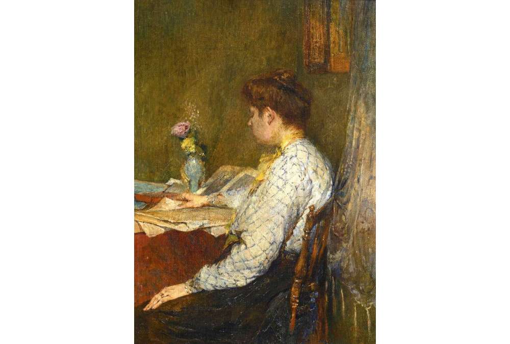 Femme lisant, Huile sur toile vers 1896