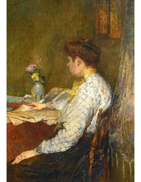 Lezende Dame, Olieverf op doek ca. 1896