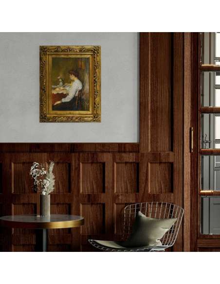 Femme lisant, Huile sur toile vers 1896