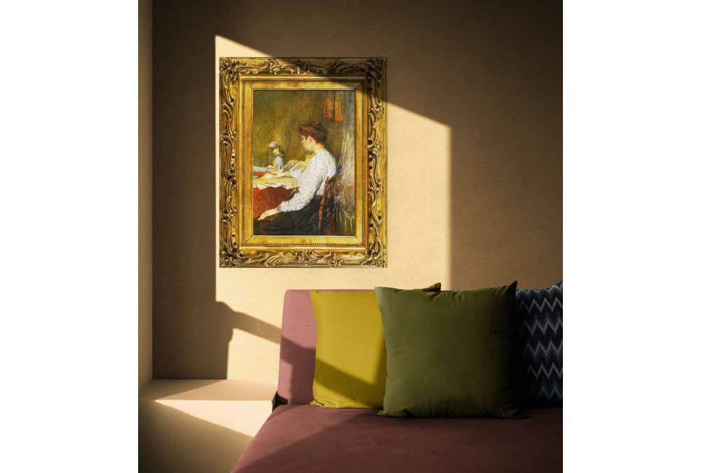 Femme lisant, Huile sur toile vers 1896