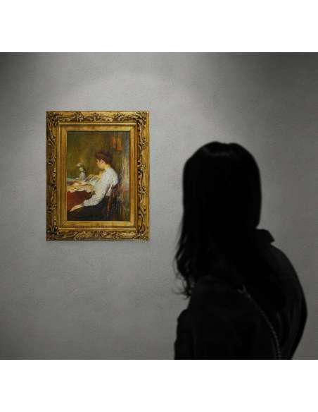 Femme lisant, Huile sur toile vers 1896