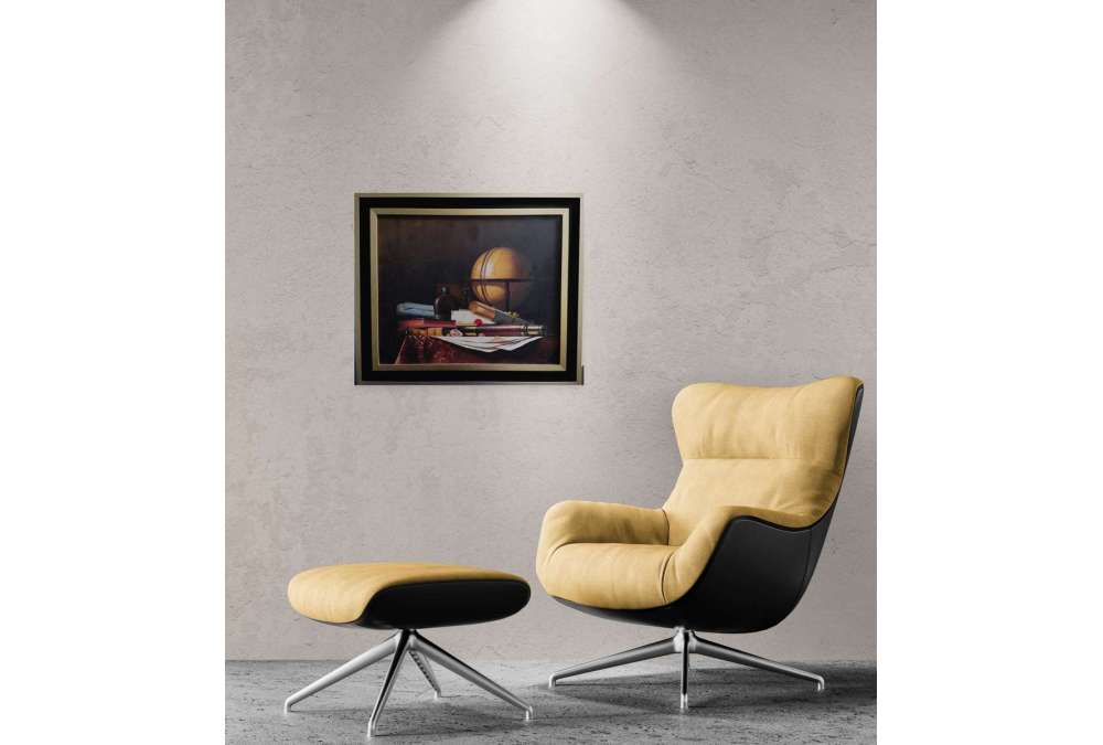 Nature Morte met Globe, Boeken en Telescoop, Olieverf op doek door Jean Grimal (1942–1998)