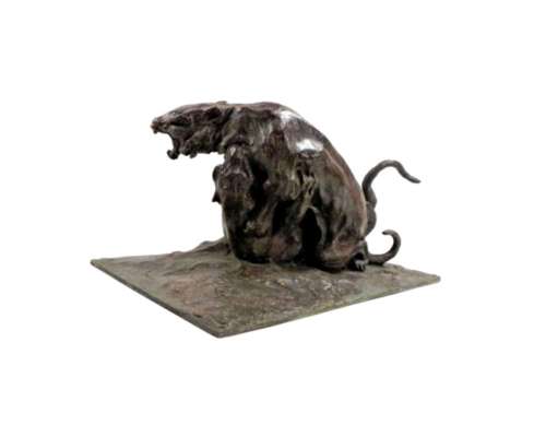 Bronze Guido Righetti Tigres combattants n°1 vue d'ensemble 2