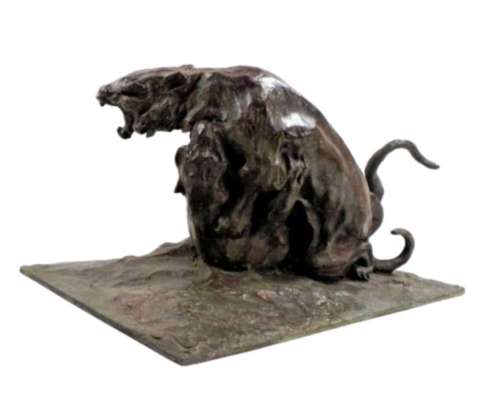 Bronze Guido Righetti Tigres combattants n°1 vue d'ensemble