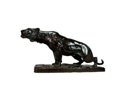 Georges Gardet Prowling Panther bronze sculpture side view