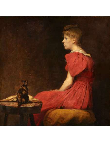 Antique Portrait Oil Painting By Bail Joseph