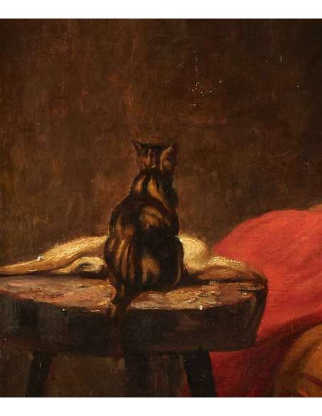 Antique Portrait Oil Painting By Bail Joseph