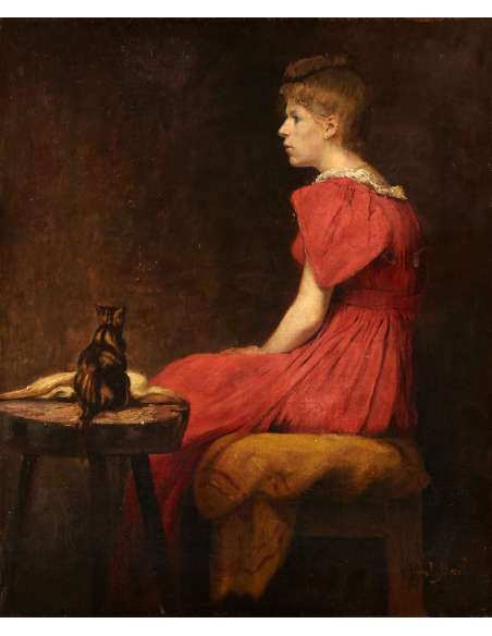 Antique Portrait Oil Painting By Bail Joseph