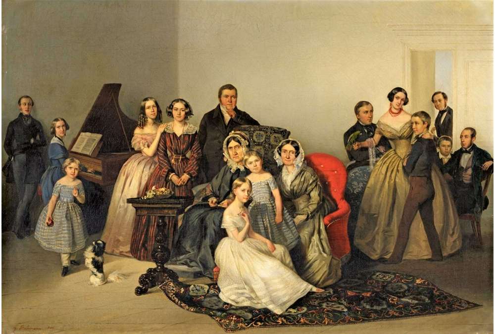 Family Portrait Oil On Canvas By Georg von Bothmann