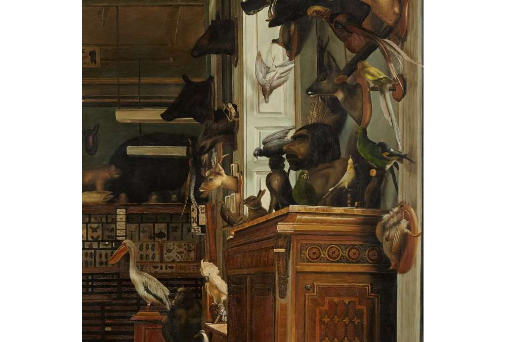 Convey J.+Huile sur toile+ L'atelier d'un taxidermiste