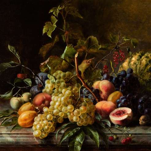 Constans Léon Louis Aristide (1815-1871)+ Nature morte au papillon