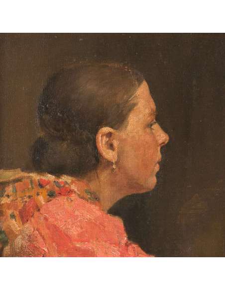 Demetrio Cosola Oil on canvas - Portrait of a Woman, 1887