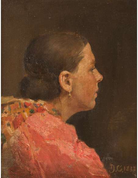 Demetrio Cosola Huile sur toile - Portrait de femme, 1887