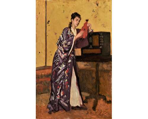 De Jonghe Gustave Leonard (1829 -1893)+La femme au Kimono (The Lady in a Kimono) 2