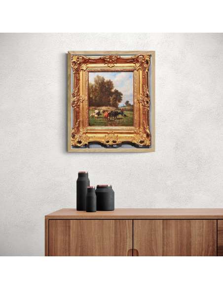 Louis Robbe Schilderij 19de Eeuw Herderin en Vee | Kunstgalerie