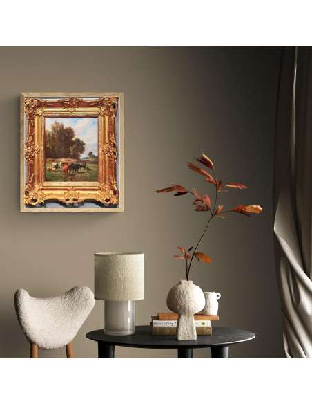 Louis Robbe Schilderij 19de Eeuw Herderin en Vee | Kunstgalerie